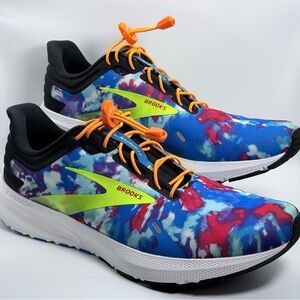 Brooks Kids Multi-Color Running Sneakers with Neon Orange Laces